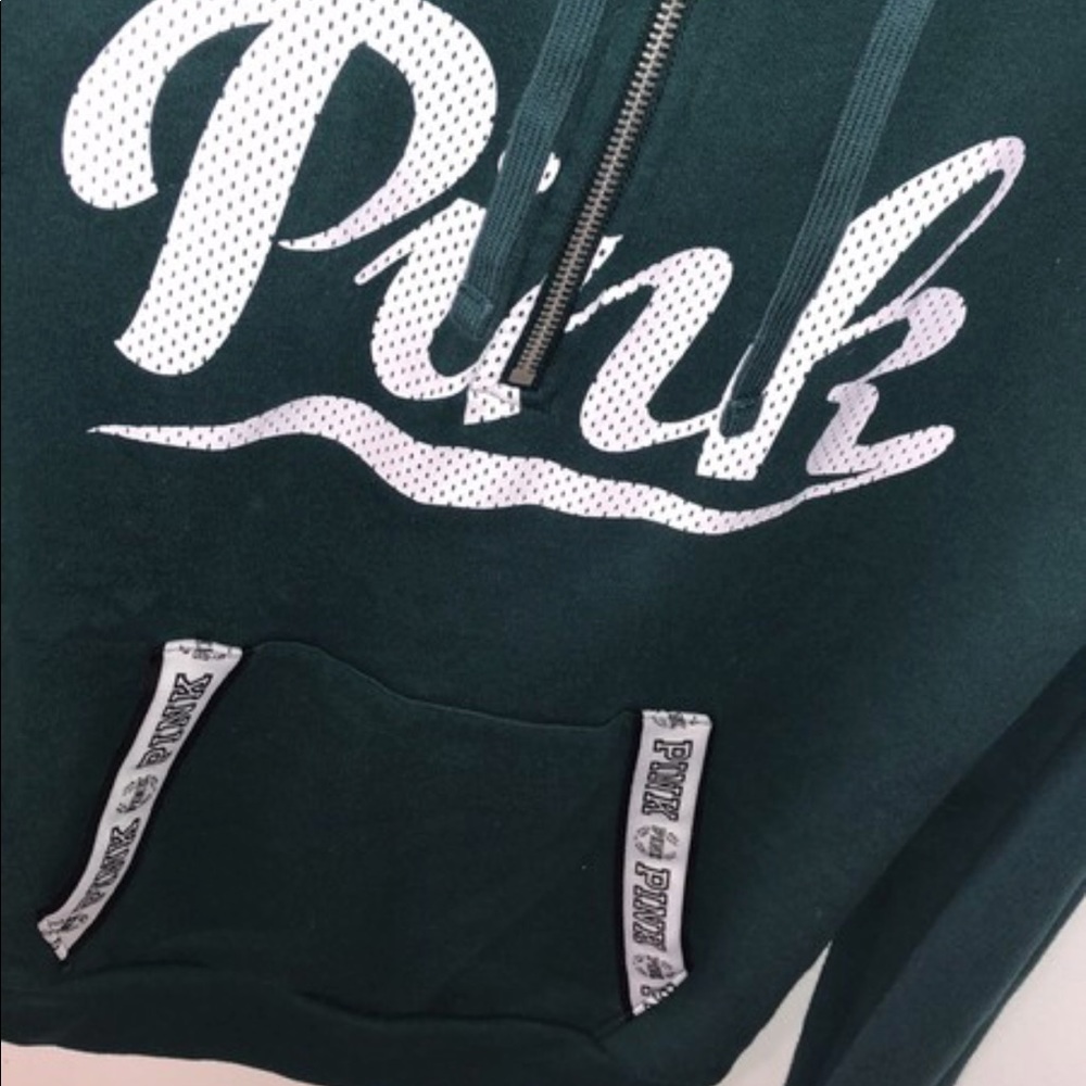 victoria’s secret PINK half zip green hoodie - Picture 3 of 4